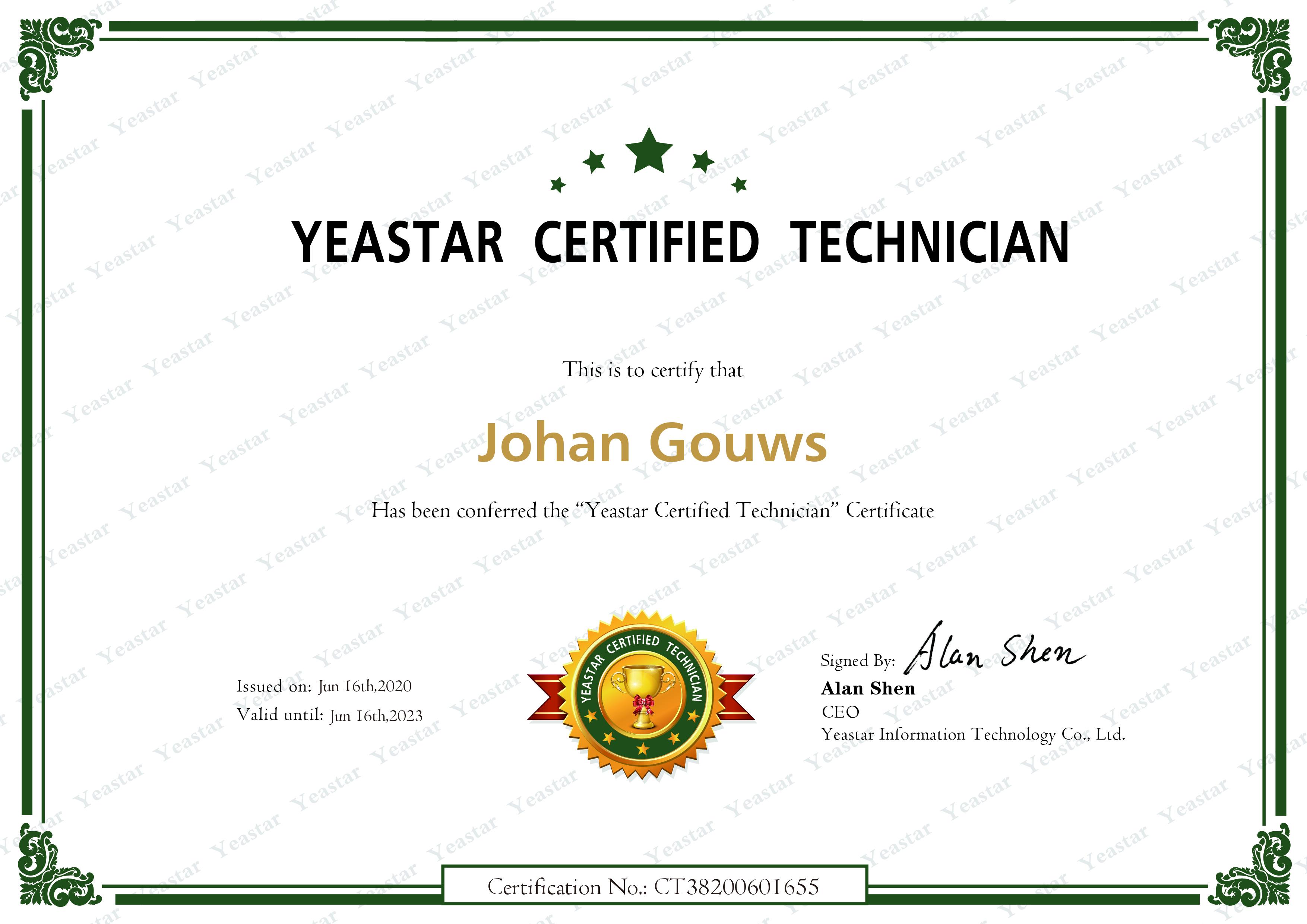 YSCT-Certificate YSCT-Certificate